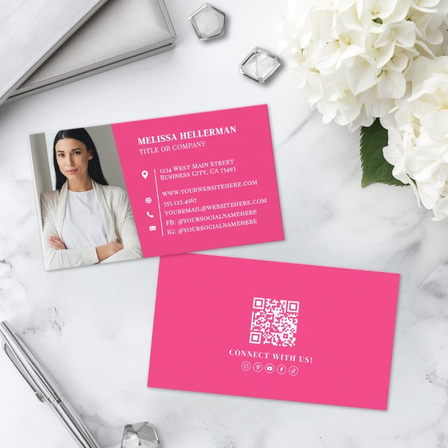Carte De Visite Photo Professionnelle Rose (Pink Professional Photo Business Card )