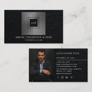 Carte De Visite Photo professionnelle simple et moderne Black Silv