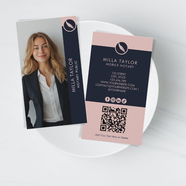 Carte De Visite Photo publique Notaire Moderne Code QR (Créateur téléchargé)