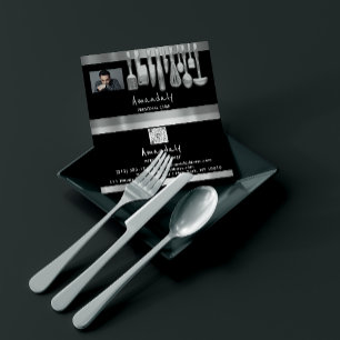 Carte De Visite Photo QR Code Chef personnel Cuisine Restaurant Ba