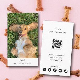 Carte De Visite Photo QR Code moderne Pet Dog Influencer