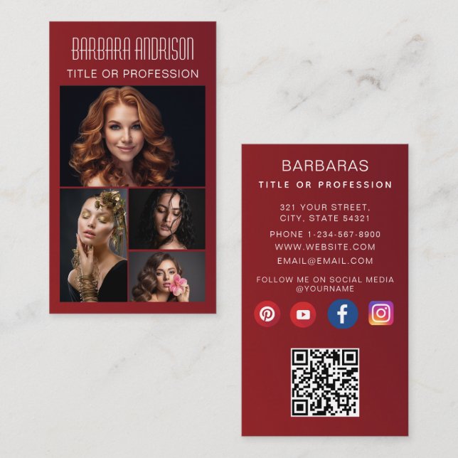Carte de visite photo QR code moderne tendance (Devant / Derrière)