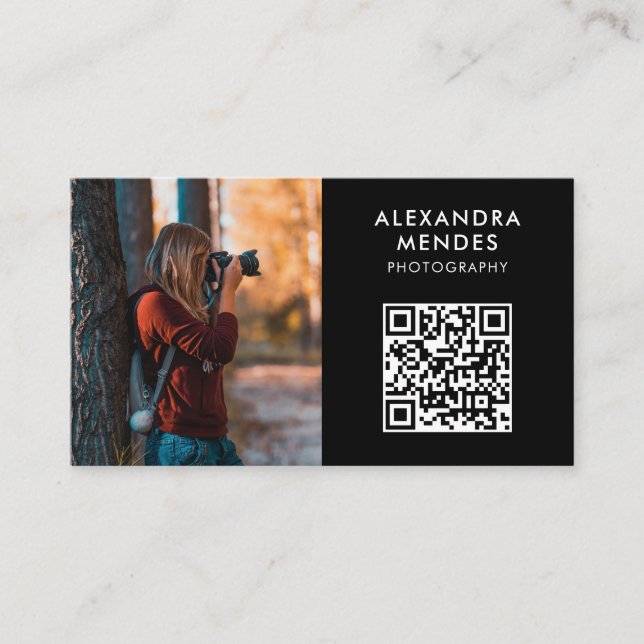 Carte De Visite Photo QR Code, Photographe Photographie (Devant)
