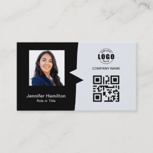 Carte De Visite Photo QRCode personnalisée professionnelle noir et