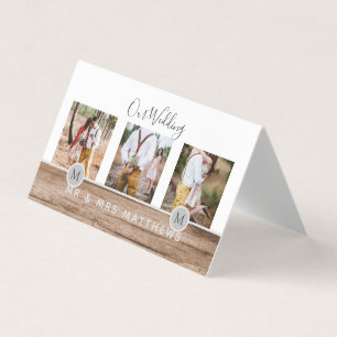 Carte De Visite Photo Rustic Collage Monogram NEWLYWEDS WEDDING