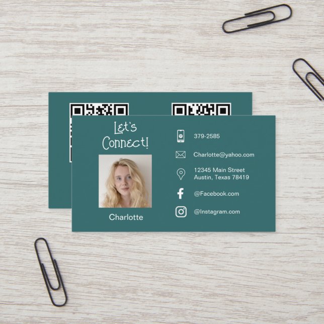 Carte De Visite Photo, Social Media Code OCR, Information sociale (Devant/Arrière en situation)