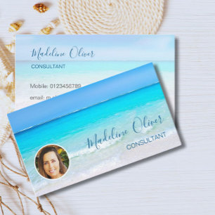 Carte De Visite Photo Travel Professionnel Ocean Beach Blue