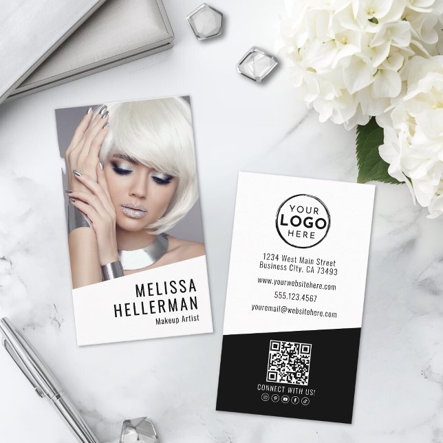 Carte De Visite Photo vertical de maquilleur (Makeup Artist Photo Vertical Business Card )