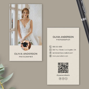 Carte De Visite Photographe 2 Photos Icônes personnalisées QR Code