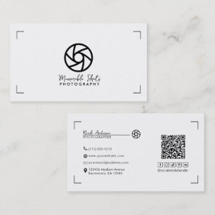 Carte De Visite Photographe à l'appareil photo simple minimal mode