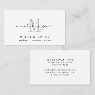 Carte De Visite Photographe à monogramme de script minimal