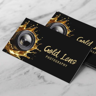 Carte De Visite Photographe Abstrait Gold Lens Photographie modern