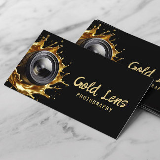 Carte De Visite Photographe Abstrait Gold Lens Photographie modern