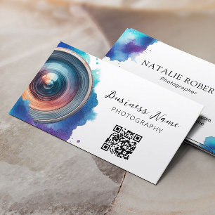 Carte De Visite Photographe aquarelle Camera Lens Photographie