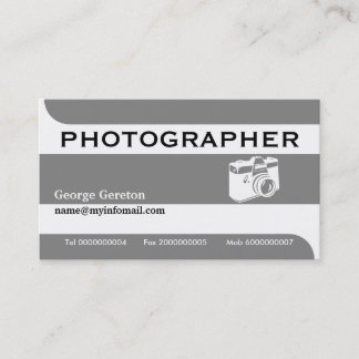 Carte De Visite Photographe caméra gris, blanc accrocheur aux yeux