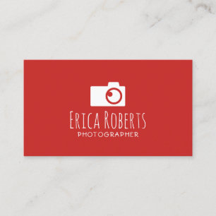 Carte De Visite Photographe Caméra Logo Minimal Red Photographie