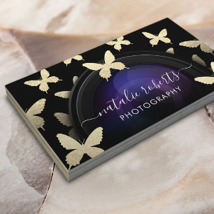 Carte De Visite Photographe Camera Papillons Gold Photographie