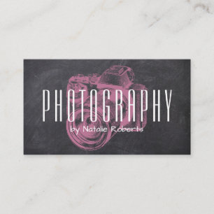 Carte De Visite Photographe Caméra rose Professionnelle Tableau no