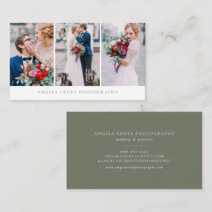 Carte De Visite Photographe Collage Photo Trois Vert Taupe