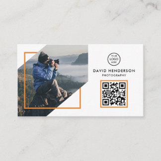 Carte De Visite Photographe créatif Photographie blanc Qr Code