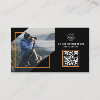 Carte De Visite Photographe créatif Photographie noir Qr Code