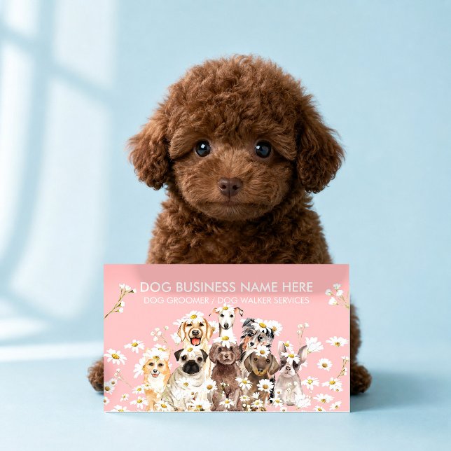 Carte De Visite Photographe d'animaux de compagnie roses Studio de (Créateur téléchargé)
