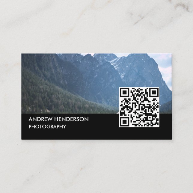 Carte De Visite Photographe de code QR noir (Devant)