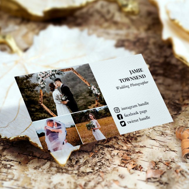 Carte De Visite Photographe de collage de photos sur les médias so (Créateur téléchargé)