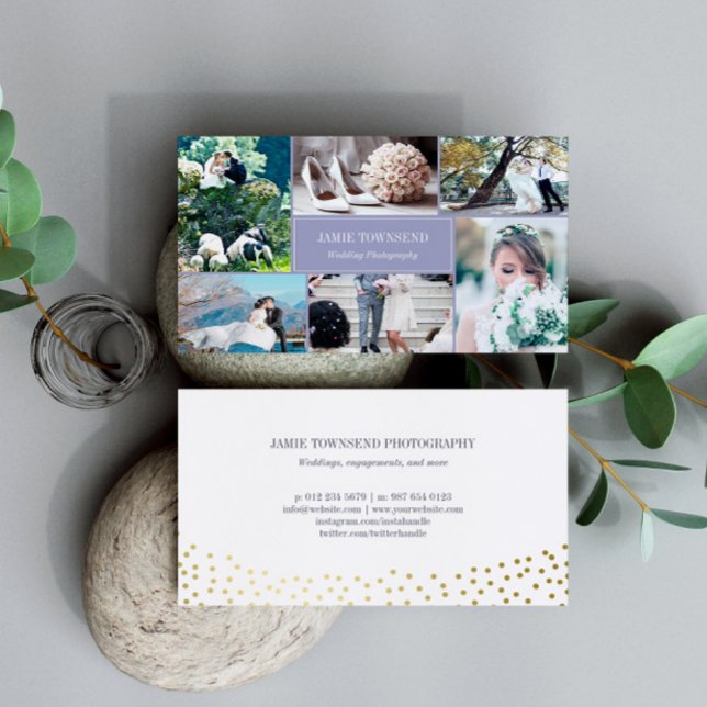 Carte De Visite Photographe de collection photo Gold Dots Heather (Créateur téléchargé)