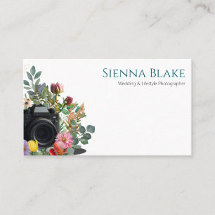 Carte De Visite Photographe de mariage à l'aquarelle Floral Camera