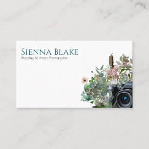 Carte De Visite Photographe de mariage à l'aquarelle Floral Camera