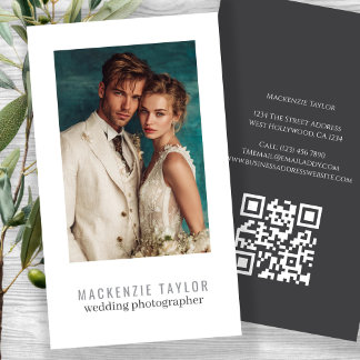 Carte De Visite Photographe de Mariage Code QR Personnalisé Photo