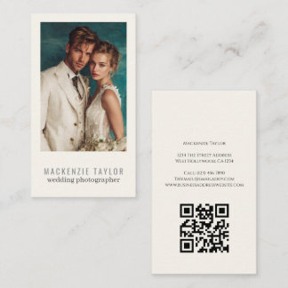 Carte De Visite Photographe de Mariage Code QR Personnalisé Photo