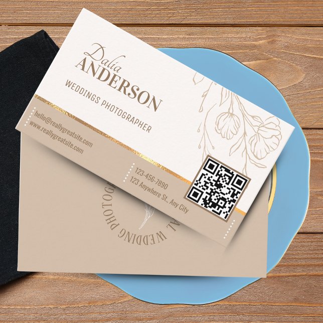 Carte De Visite Photographe de Mariage Créatif Professionnel Éléga (Photographer Wedding Business Card)