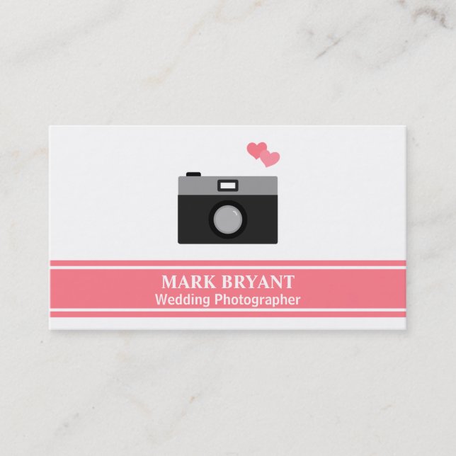Carte De Visite Photographe de mariage simple, moderne et caméra (Devant)