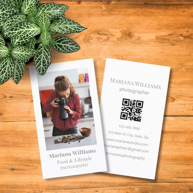 Carte De Visite photographe de nourriture et mode de vie qr code p (Créateur téléchargé)