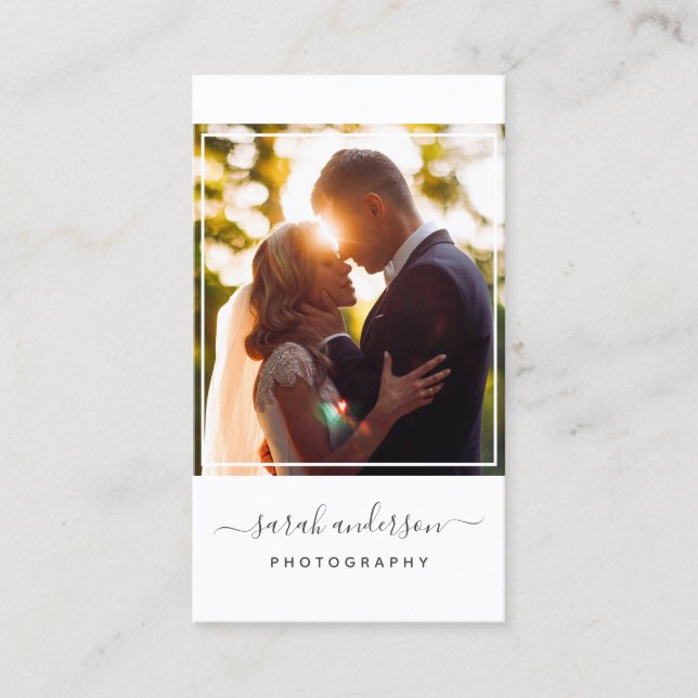 Carte De Visite Photographe de typographie moderne de script encad (Devant)