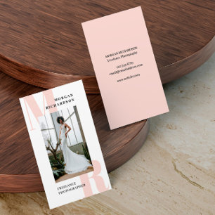 Carte De Visite Photographe de typographie noir et rose des grands