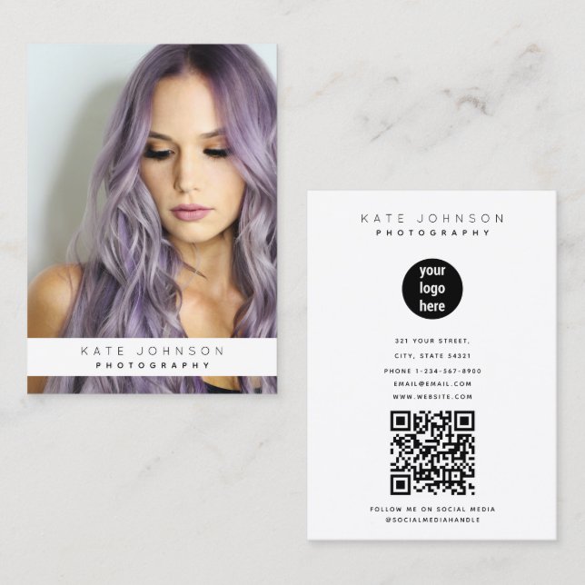 Carte De Visite Photographe du logo commercial tendance (Devant / Derrière)