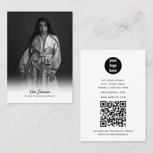 Carte De Visite Photographe du logo de l'entreprise Script (Devant / Derrière)