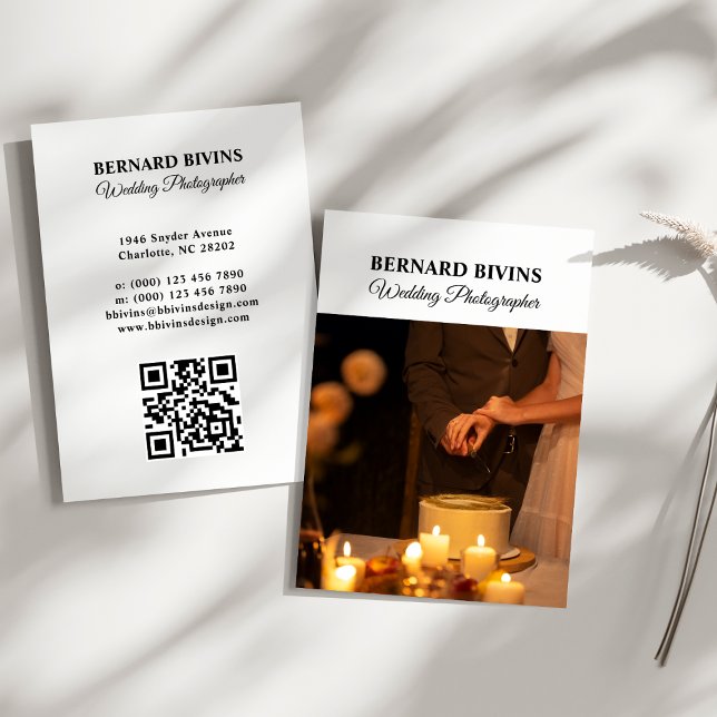 Carte De Visite Photographe Élégant Code QR Simple pour les Réseau (Créateur téléchargé)