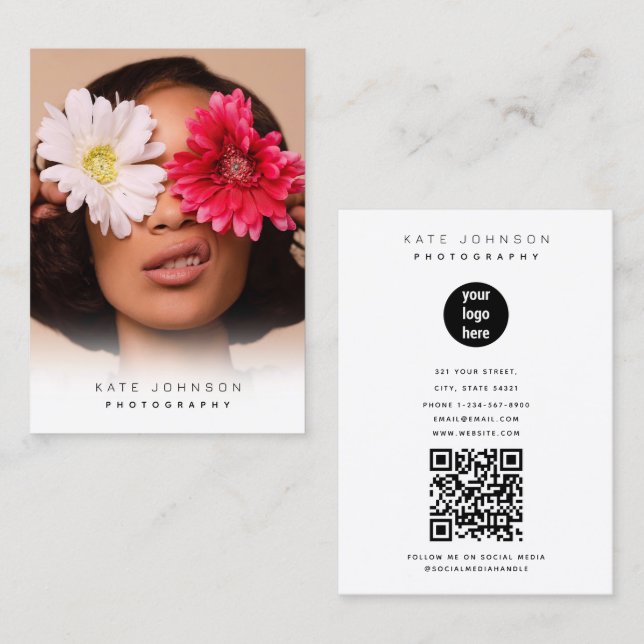 Carte De Visite Photographe élégant du logo de l'entreprise (Devant / Derrière)