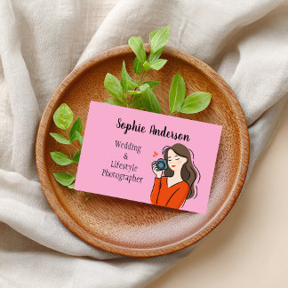 Carte De Visite photographe fille mignonne dessinée avec peintures