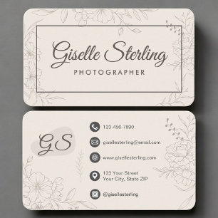 Carte De Visite Photographe Floral Neutre