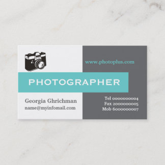 Carte De Visite Photographe gris, blanc, bleu accrocheur aux yeux