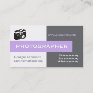 Carte De Visite Photographe gris, blanc, lavande attirant l'oeil