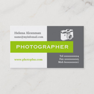 Carte De Visite Photographe gris, blanc, vert accrocheur aux yeux