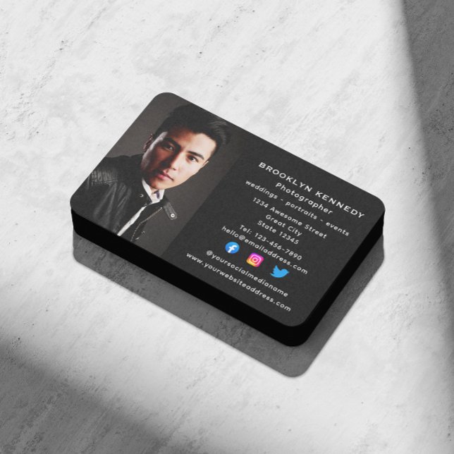 Carte De Visite Photographe indépendant des médias sociaux Photo C (Créateur téléchargé)