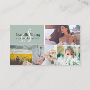 Carte De Visite Photographe mariage de sauge vert chic collage