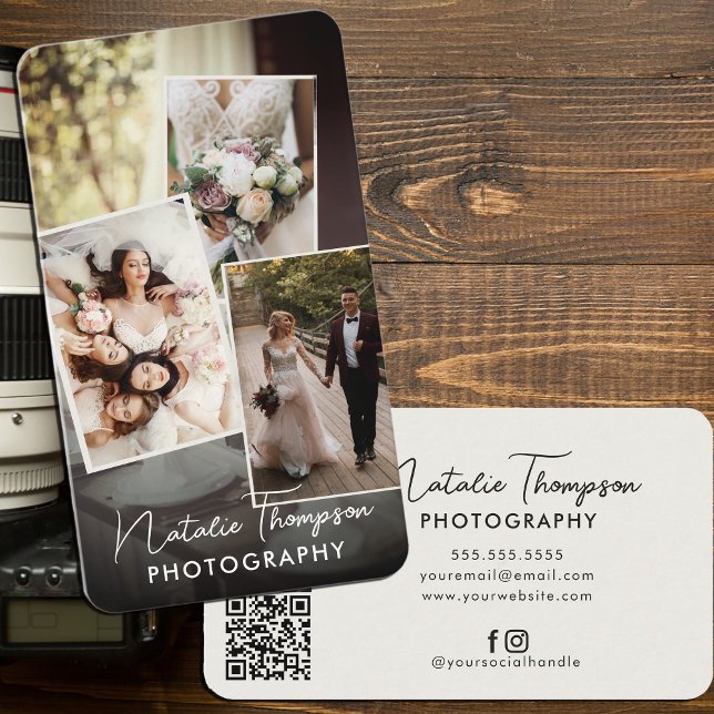 Carte De Visite Photographe mariage Photo Télécharger QR Code Boho (Créateur téléchargé)